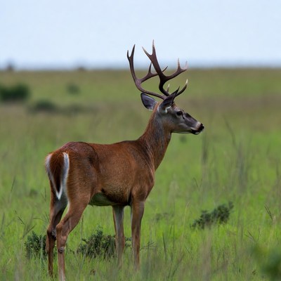 Buck standing in green field