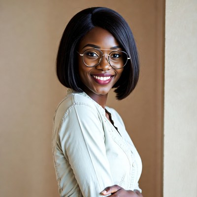 Smiling African-American woman in glasses