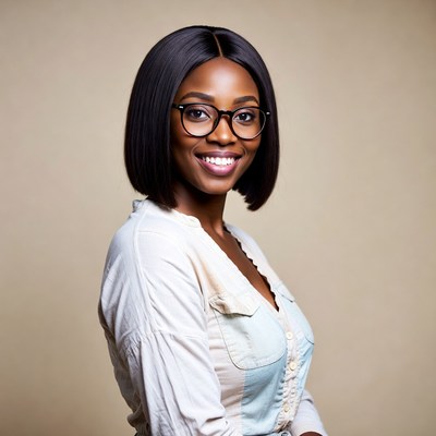Smiling African-American woman in glasses