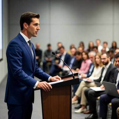Man speaking at podium