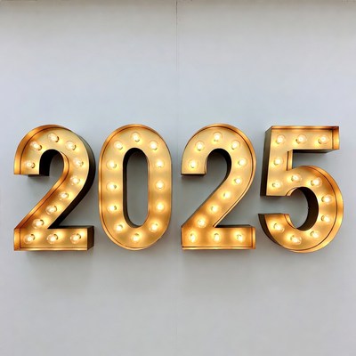 Glowing 2025 Marquee Sign