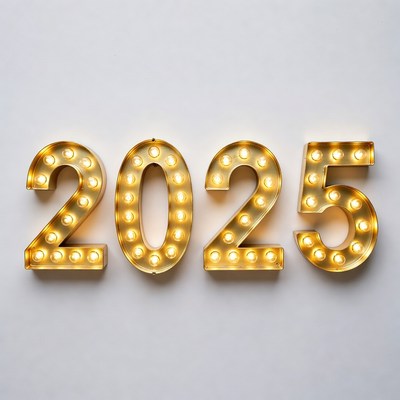 Glowing 2025 Marquee Letters