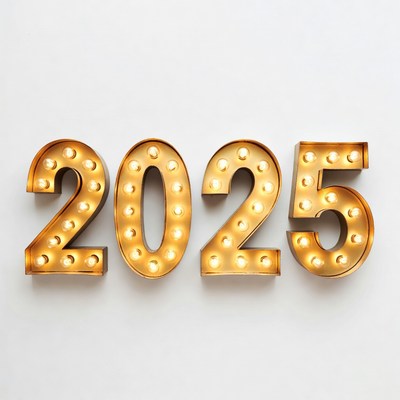 Glowing 2025 Marquee Sign