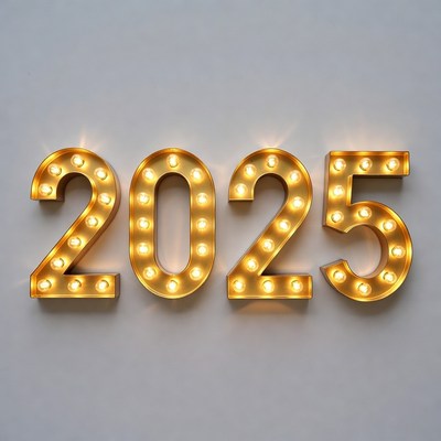 Glowing 2025 Marquee Sign