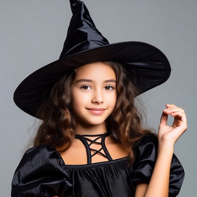 Girl in witch costume with hat