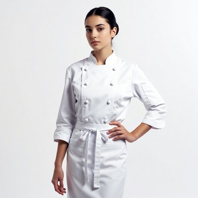 Woman in white chef uniform