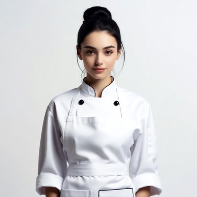 Woman in white chef uniform