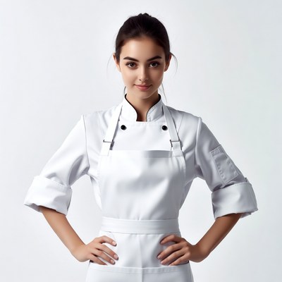 Woman in white chef uniform