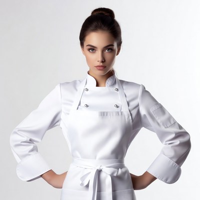 Woman in white chef uniform