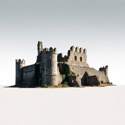 Ruined Medieval Castle Isolated Background