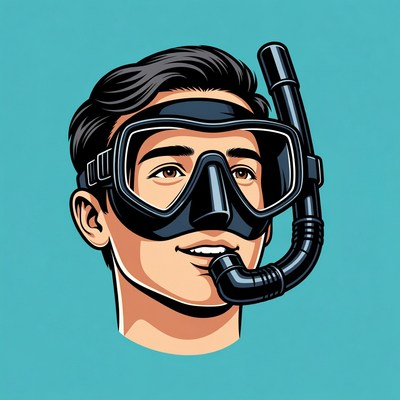 Man wearing snorkel mask