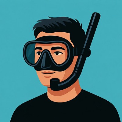 Asian man wearing snorkel gear