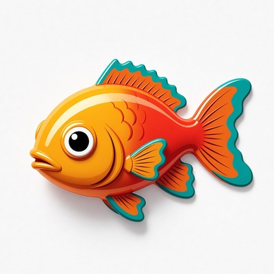 Cartoon Orange Goldfish on White
