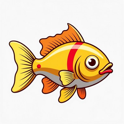 Cartoon goldfish with red stripe
