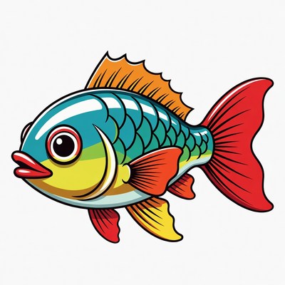 Colorful Cartoon Tropical Fish