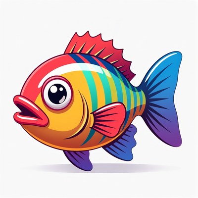 Colorful Cartoon Tropical Fish