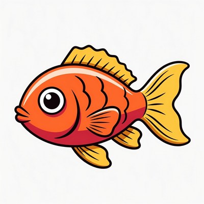 Cartoon goldfish on white background