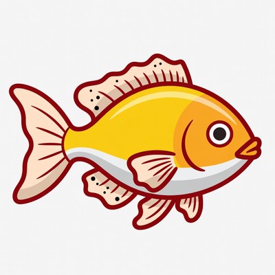 Cartoon Goldfish on White Background