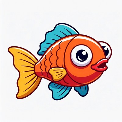 Cartoon Goldfish with Big Eyes