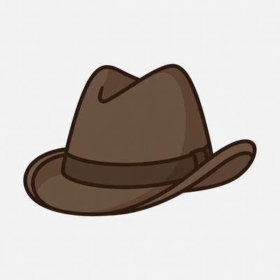 Brown Fedora Hat Illustration