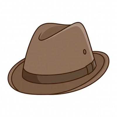 Brown fedora hat illustration