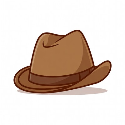 Brown Fedora Hat Illustration