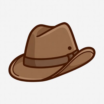 Brown Fedora Hat Illustration