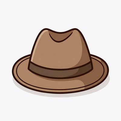 Brown fedora hat illustration