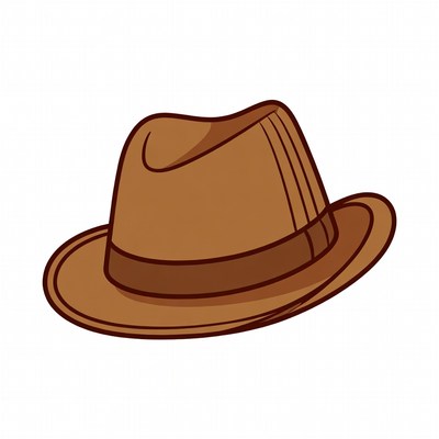 Brown Fedora Hat Illustration