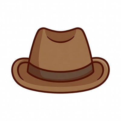 Brown Fedora Hat Illustration