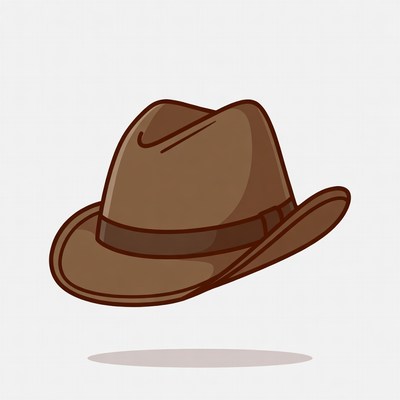 Brown Fedora Hat Illustration