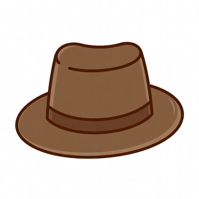 Brown Fedora Hat Illustration