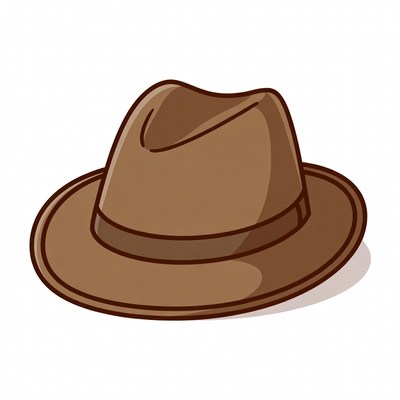 Brown Fedora Hat Illustration
