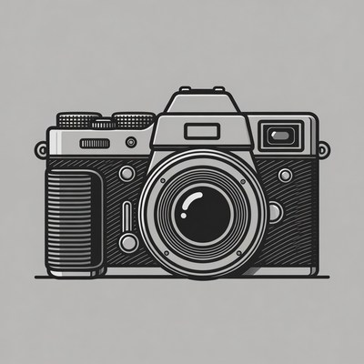 Line Art Vintage Camera