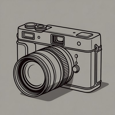 Line Art Vintage Camera Illustration
