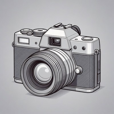 Detailed SLR Camera Illustration