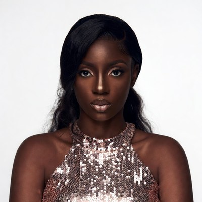 Beautiful African-American woman in sequin dress