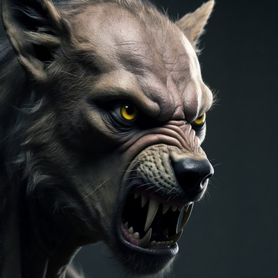 Growling Werewolf Head Closeup