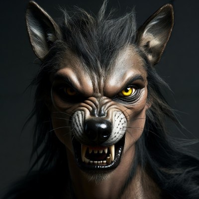 Growling Werewolf Mask Closeup
