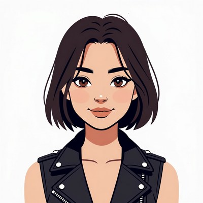 Woman in leather vest illustration