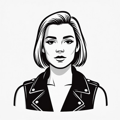 Woman in leather jacket illustration