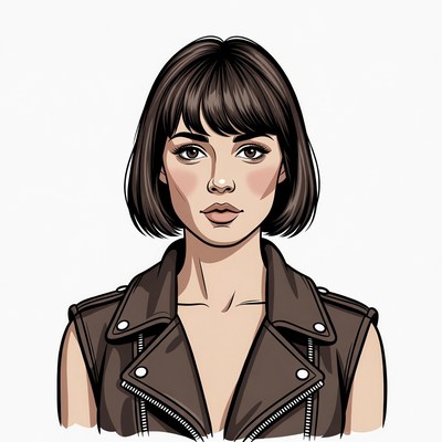 Woman in leather vest portrait