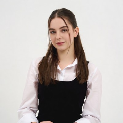Teen girl in school uniform smiling