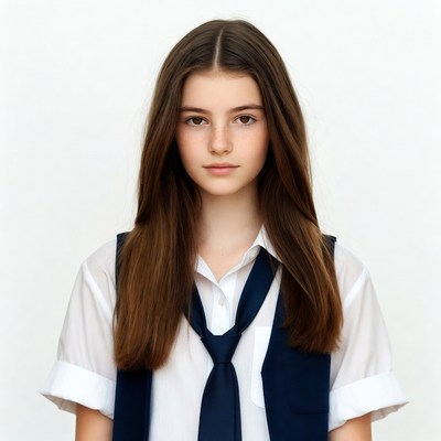 Teen girl in school uniform