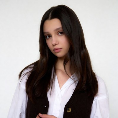 Teen girl with long dark hair
