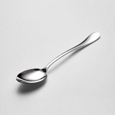 Shiny silver spoon on white background