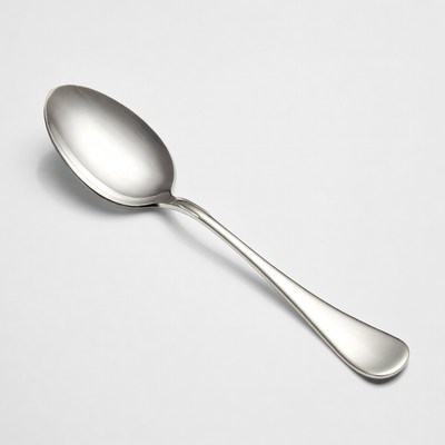 Shiny silver soup spoon