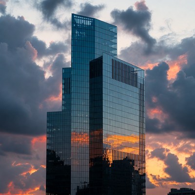 Glass Skyscrapers at Sunset