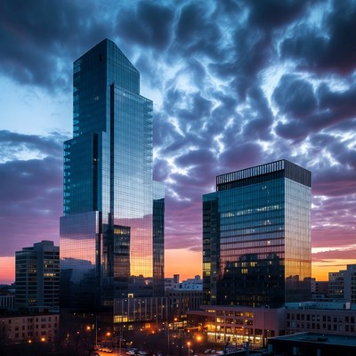 Modern Skyscrapers at Sunset