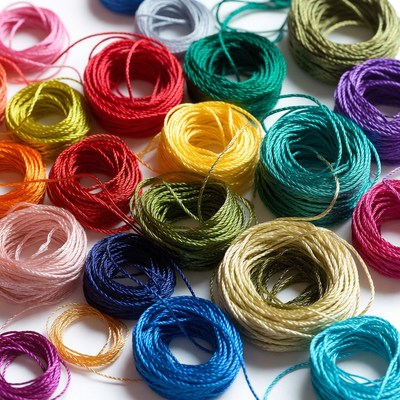 Colorful embroidery thread spools